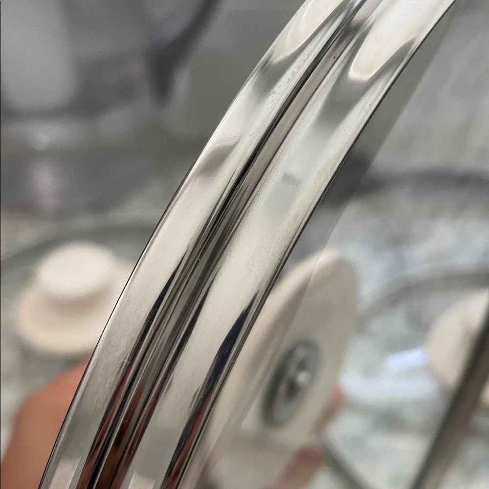 Set of three Glass Pot Lids with Cream Handles